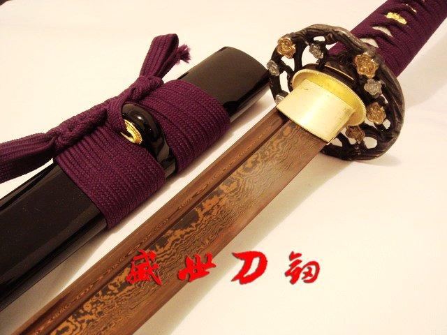 Battle Ready Japanese Samurai Katana Folded Steel Blade Folower Tsuba Shaprened