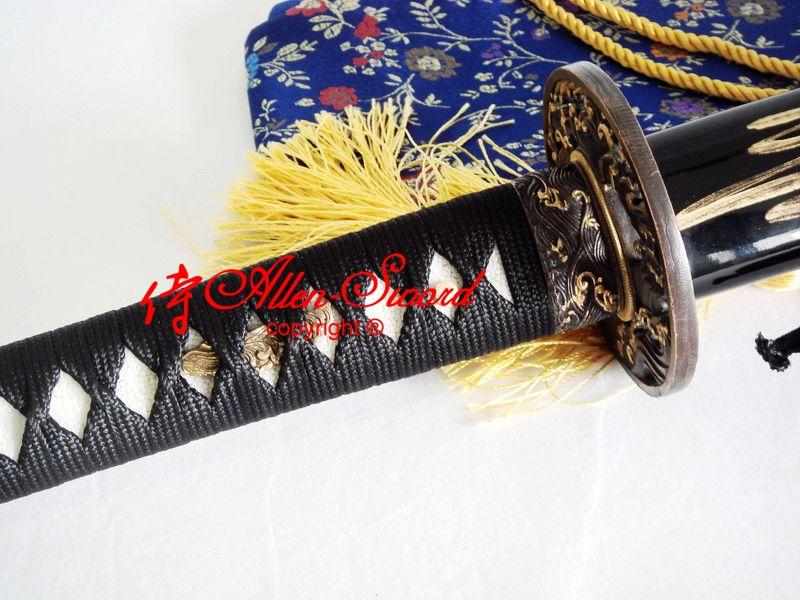 Battle Ready Quenched Spring Steel Japanese Katana Wave Tsuba Functional Sword
