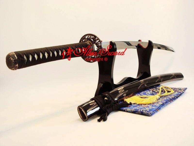 Battle Ready Quenched Spring Steel Japanese Katana Wave Tsuba Functional Sword
