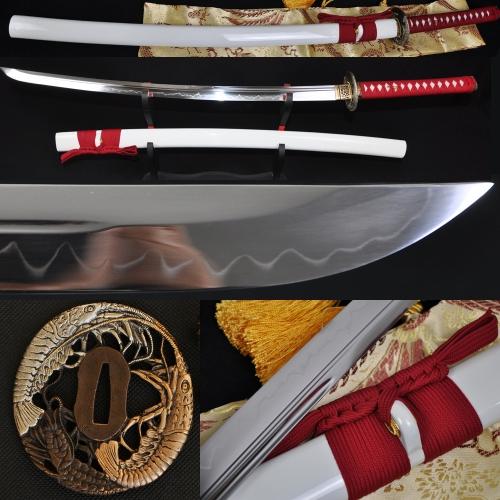 High Quality Japanese Samurai Sword Katana Clay Tempered Unokubi-Zukuri Blade