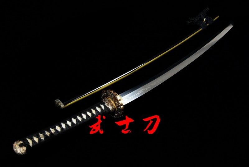 Excellent Clay Tempered T-10 Steel Full Tang Blade Katana Wave Theme Japanese Sword Choji Hamon