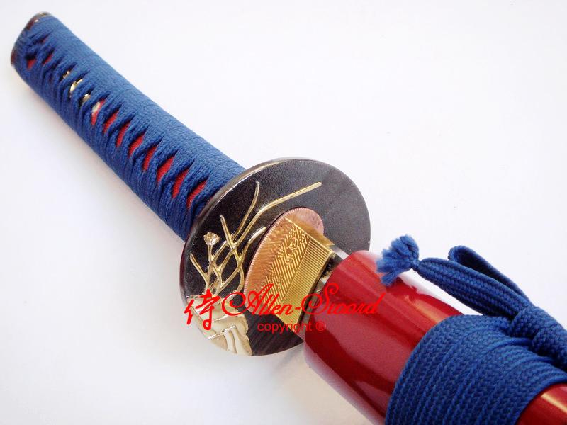 Handmade Japanese 1060 Carbon Steel Blade Katana Flower Tsuba Full Tang Sword