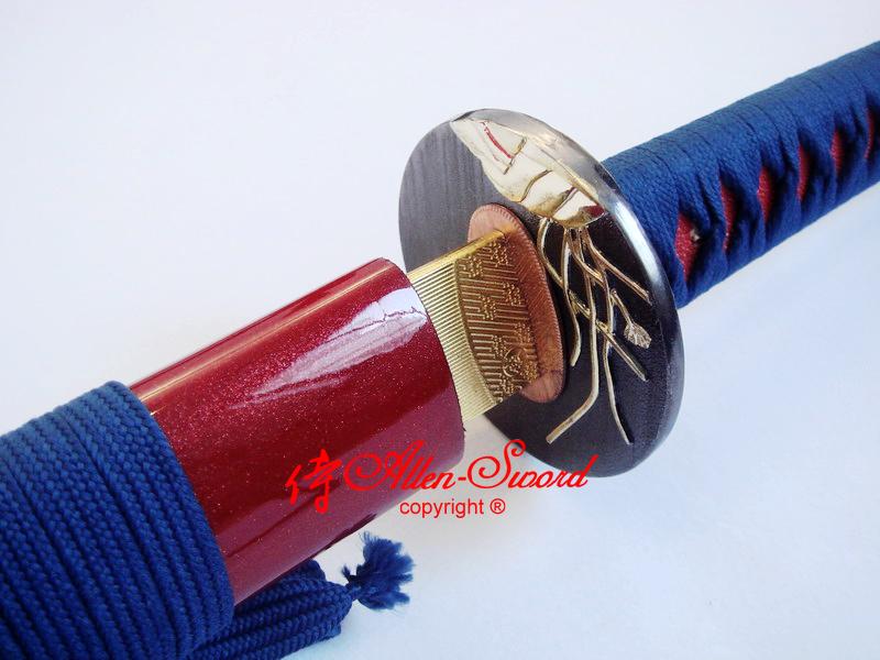 Handmade Japanese 1060 Carbon Steel Blade Katana Flower Tsuba Full Tang Sword