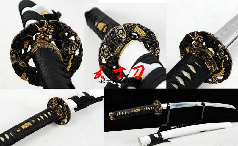 Battle Ready Quenched Oil 9260 Spring Steel Blade Japanese Katana Copper Dragon Tsuba Sword Full Tang