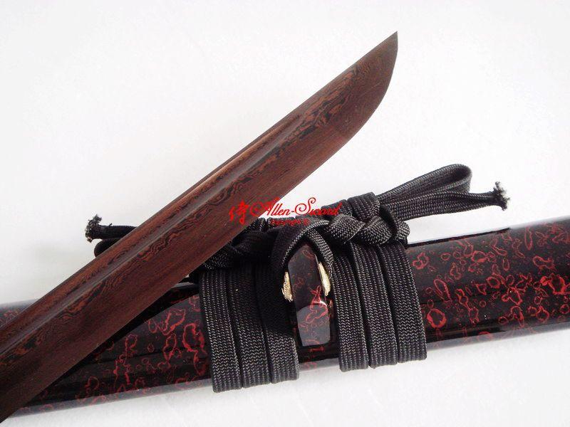 Black Red Foled Steel Blade Japanese Full Tang Katana Sword Phenix Tsuba