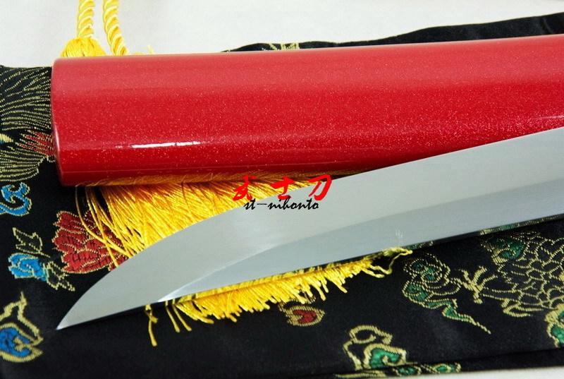 Handmade Japanese Battle Ready 9260 Spring Steel Red Katana Iron Tsuba Full Tang Balde