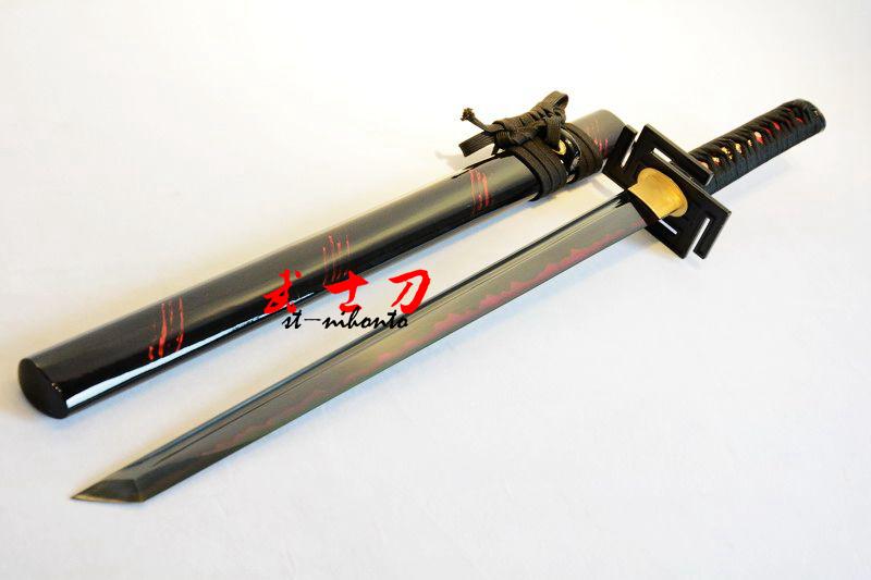 Handmade Black Japanese Ninja Katana Tungsten Adsorb Blade Sword Razor Sharp