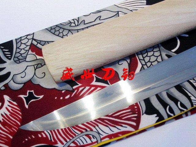 Clay Tempered T-10 Steel Blade Japanese Tanto Sword Suguha Hamon Rikko Shape Handle